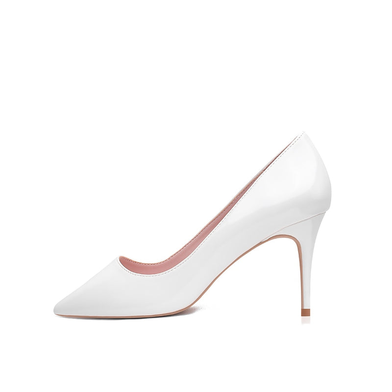 White High Heels Stiletto Pumps Bridal Wedding Shoes Simple Classic Women's