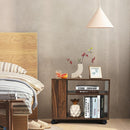 3-tier Side Table W/Storage Shelf W/Wheels Space-saving Industrial Nightstand