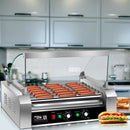 Commercial 18/30 Hot Dog Hotdog 7/11 Roller Grill Cooker Machine w/ Cover (7 Roller Grill)