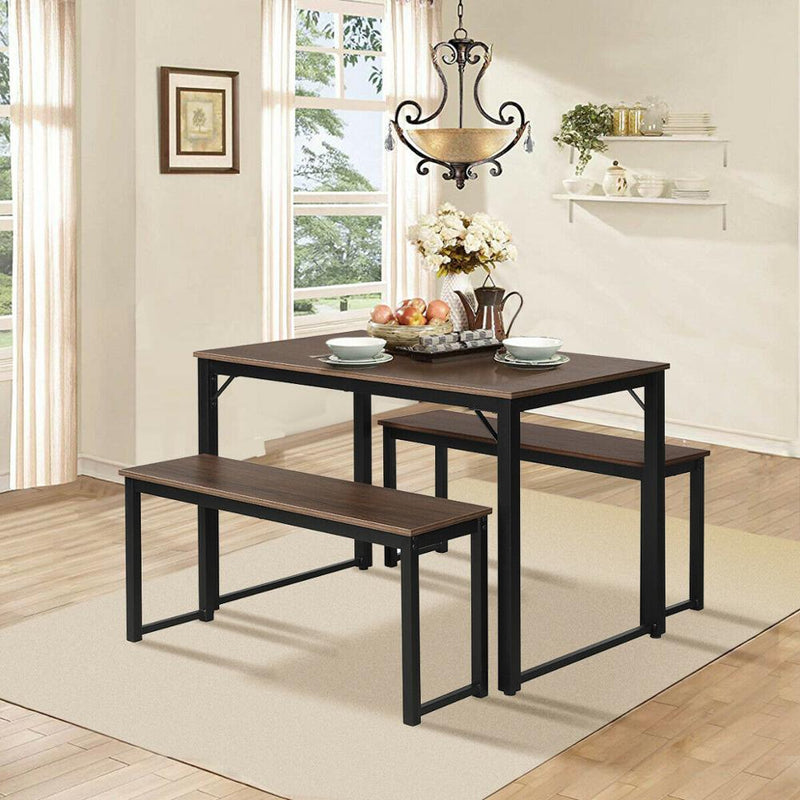 Modern 3 Piece Dining Set Studio Collection Soho Dining Table with Two Benches