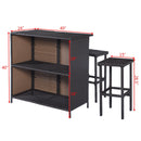 3PCS Rattan Wicker Bar Set Patio Outdoor Table & 2 Stools Furniture Brown
