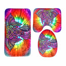 Colourful Elephant Printing Bathroom Shower Curtain Set Bath Toilet Cover Mat Non-Slip Rug Frabic Waterproof Polyester with Hook