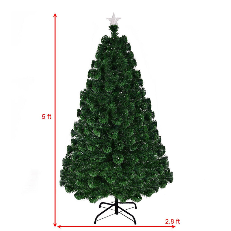 5' Pre-Lit Fiber Optic Artificial Christmas Tree w/ 180 LED Lights & Top Star