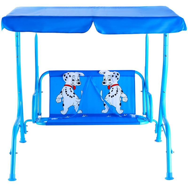 Kids Patio Swing Chair Children Porch Bench Canopy 2 Person Yard Furniture blue