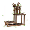 Wood Plant Stand 4 Tier Shelf Multiple Space-saving Flower Pot Windmill Design