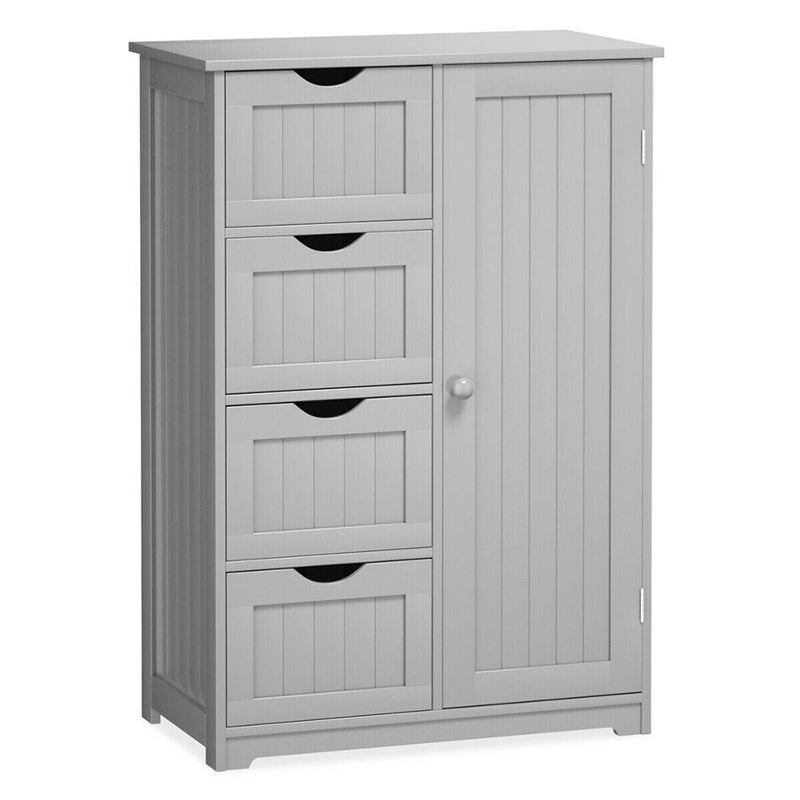Wooden 4 Drawer Free Standing Bathroom Floor Cabinet Storage Cupboard Adjustable