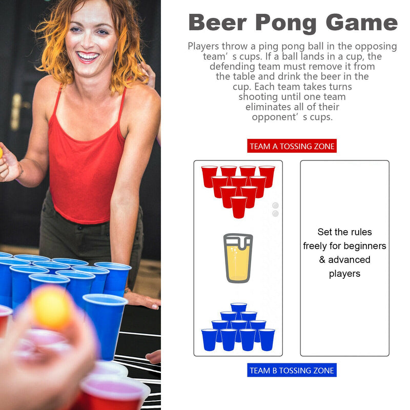 8 Foot Beer Pong Table Portable Party Drinking Game Table Tailgate Table