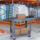 Plastic Utility Service Cart 550 LBS Capacity 2 Shelves Rolling 41'' x 17'' x 34''