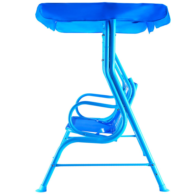 Kids Patio Swing Chair Children Porch Bench Canopy 2 Person Yard Furniture blue