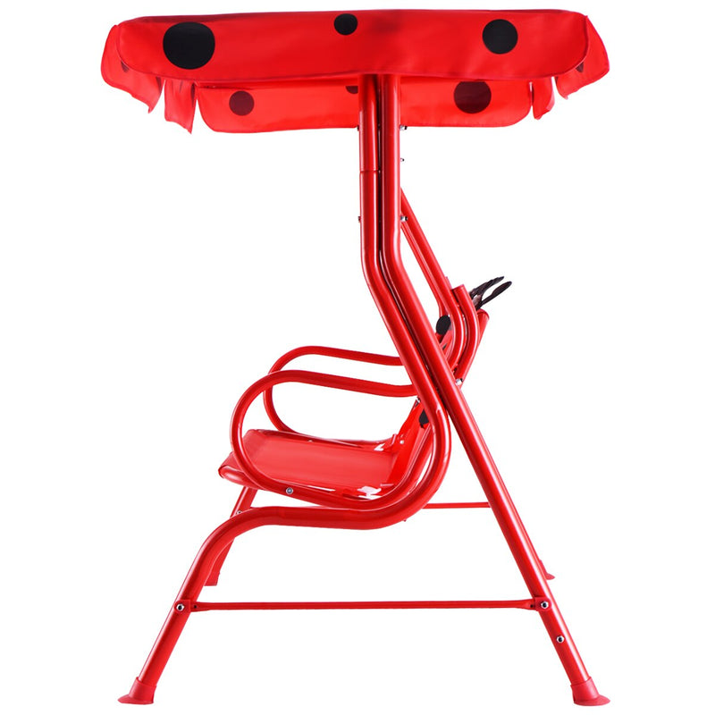 Kids Patio Swing Chair Children Porch Bench Canopy 2 Person Yard Furniture red