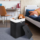 Rectangle Bamboo Hamper Laundry Basket Washing Cloth Bin Rangier Lid Black