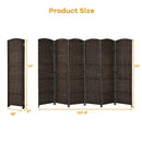 6-Panel Room Divider 6.5Ft Weave Fiber Folding Privacy Screen Black HW67707