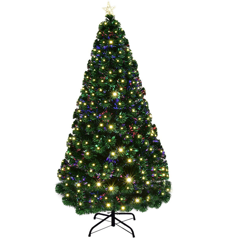 5' Pre-Lit Fiber Optic Artificial Christmas Tree w/ 180 LED Lights & Top Star