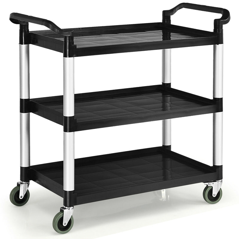 Costway 3-Shelf Utility Service Cart Aluminum Frame 330lbs Capacity w/ Casters