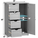 Wooden 4 Drawer Free Standing Bathroom Floor Cabinet Storage Cupboard Adjustable