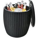 Patiojoy 12 Gallon 4-in-1 Patio Rattan Cool Bar Cocktail Table Side Table