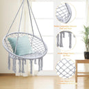 Hanging Hammock Chair Macrame Swing Handwoven Cotton Backrest Garden Grey