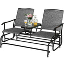2 Person Outdoor Patio Double Glider Chair Loveseat Rocking with Center Table