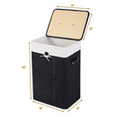 Rectangle Bamboo Hamper Laundry Basket Washing Cloth Bin Rangier Lid Black