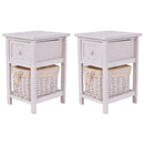 Set of 2 Mini Night Stand 2 Layer 1 Drawer Bedside End Table Organizer