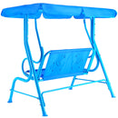 Kids Patio Swing Chair Children Porch Bench Canopy 2 Person Yard Furniture blue
