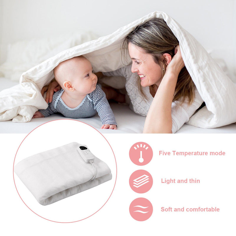 Electric Heated Mattress Pad Safe Twin Size 5 Temperature Modes 8H Timer