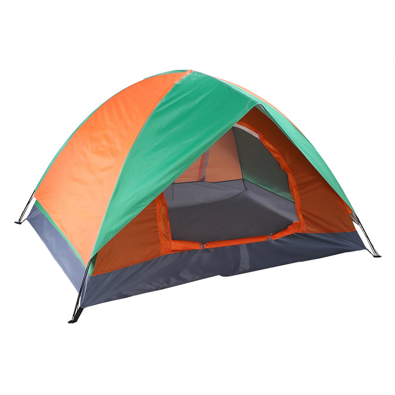 2-Person Double Door Camping Dome Tent Orange & Green pop up canopy