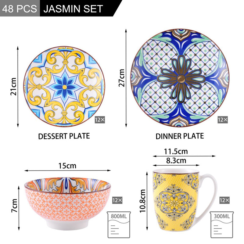 Vancasso, Série Jasmin, Service de Table Complet en Porcelaine, 16