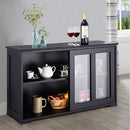 Storage Cabinet Sideboard Buffet Cupboard Glass Sliding Door Pantry Kitchen