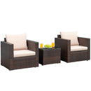 3PCS Patio Rattan Furniture Set Conversation Wicker Sofa Set w/Cushion Garden HW66531+