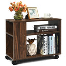 3-tier Side Table W/Storage Shelf W/Wheels Space-saving Industrial Nightstand