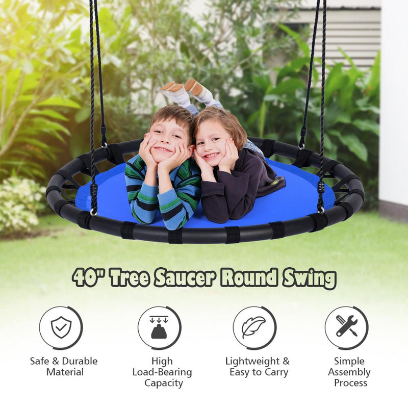 40” Flying Saucer Round Tree Swing Kids Play Set w/Adjustable Ropes Outdoor
