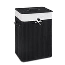 Rectangle Bamboo Hamper Laundry Basket Washing Cloth Bin Rangier Lid Black