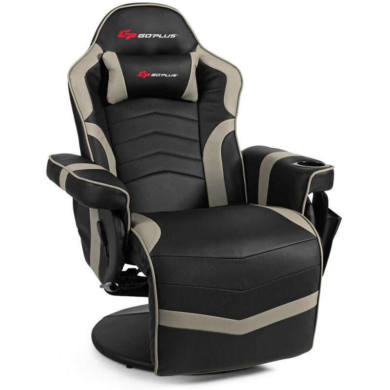 Massage Gaming Recliner Reclining Racing Chair Swivel w/Cup Holder & Pillow