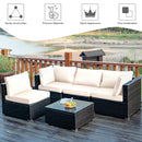5PCS Patio Rattan Furniture Set Cushioned Sofa Chair Coffee Table