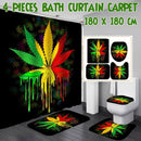 Colorful Leaves Printing Bathroom Shower Curtain Set Bath Toilet Cover Mat