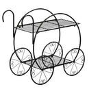 Artisasset Paint With Handle Cart Shape 2 Layer Plant Stand Black