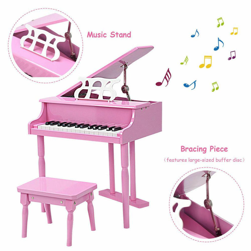 Childs 30 key Toy Grand Baby Piano w/Kids Bench Wood Christmas Gift