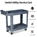 Plastic Utility Service Cart 550 LBS Capacity 2 Shelves Rolling 41'' x 17'' x 34''