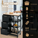 Rolling Kitchen Island Utility Storage Cart w/ 3 Storage Drawers & Shelves