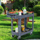 Plastic Utility Service Cart 550 LBS Capacity 2 Shelves Rolling 41'' x 17'' x 34''