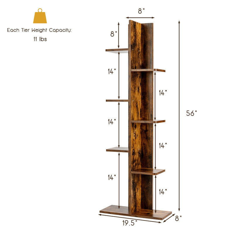 Open Concept Bookcase Plant Display Shelf Rack Storage Holder Wood Brown