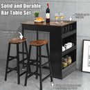 3 Pieces Bar Table Set Industrial Counter Height Dining Table Set with Storage