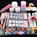 Full Acrylic Powder Nail Art Tool Starter Kit/Set Nail Tips Brush File Form DIY Kit For Beginners Nail Glitter Powder Manicure