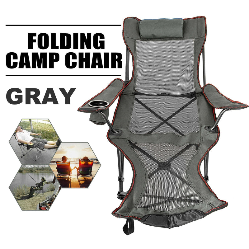 VEVOR Reclining Folding Camping Chair with Footrest Portable Nap Chair