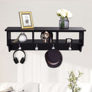 Wall Mount Coat Rack Storage Shelf Cubby Organizer Hooks Entryway Hallway Black