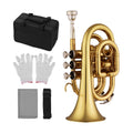 Muslady Mini Pocket Trumpet Bb Flat Brass Wind Instrument with Mouthpiece Gloves Carrying Case trompete trompeta profesional