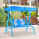 Kids Patio Swing Chair Children Porch Bench Canopy 2 Person Yard Furniture blue
