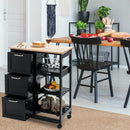 Rolling Kitchen Island Utility Storage Cart w/ 3 Storage Drawers & Shelves