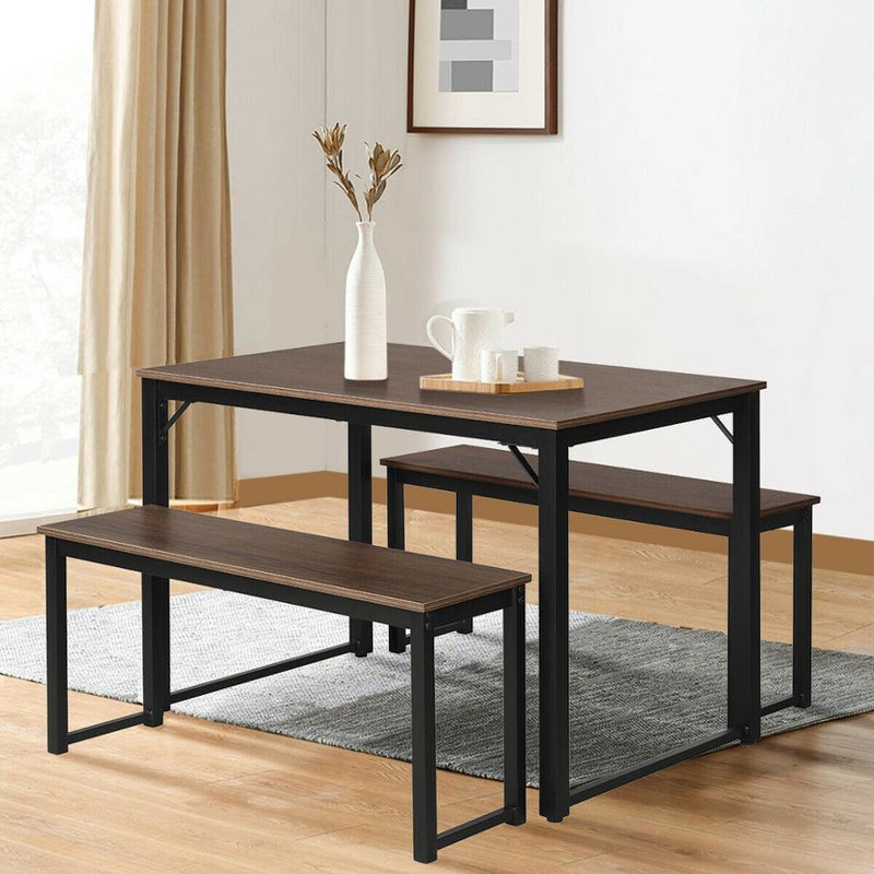 Modern 3 Piece Dining Set Studio Collection Soho Dining Table with Two Benches